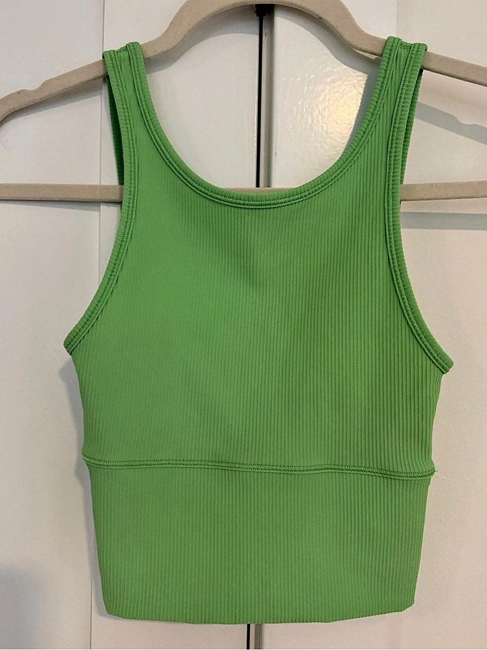 Lululemon Power Pivot Ribbed Cropped Tank Top in Neon Green | Size 2
